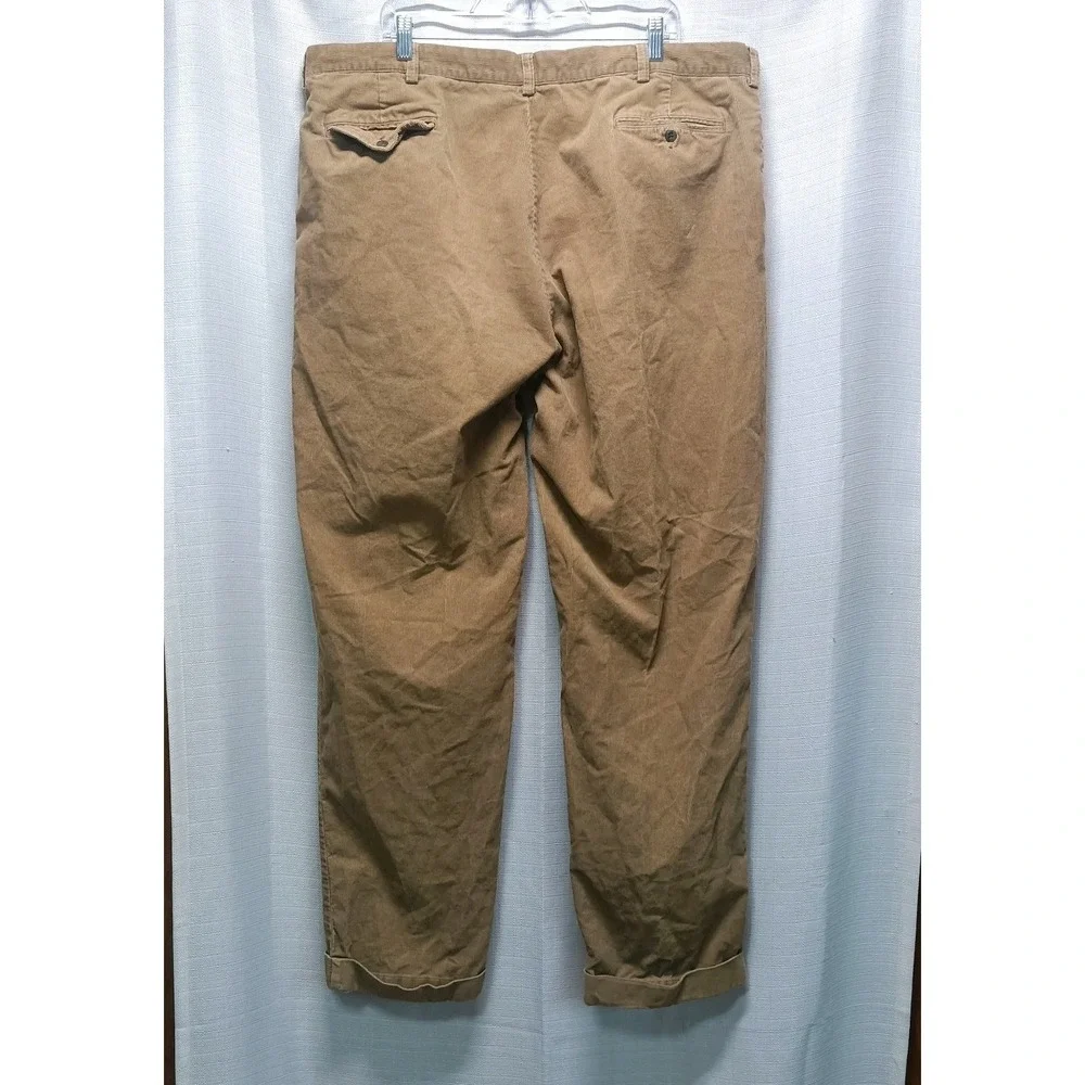 Vintage Polo Ralph Lauren Hammond Corduroy Pants Men‎ 44X34 Tan Pleated Cuffed